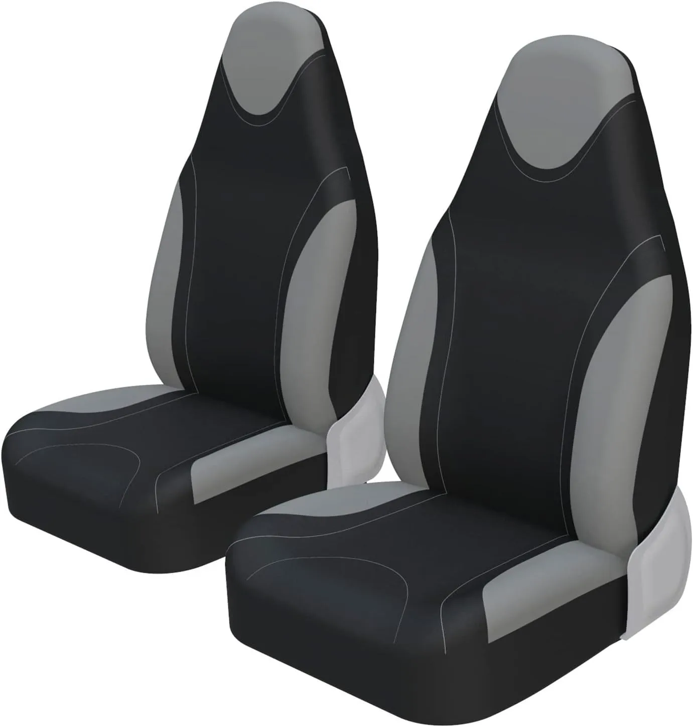 AUTOYOUTH 2PC Racing Style Integrated Front Bucket Seat Cover Flat Cloth Two Tone Colors Auto Accessories Universal Fits for Most Cars, SUV, Truck