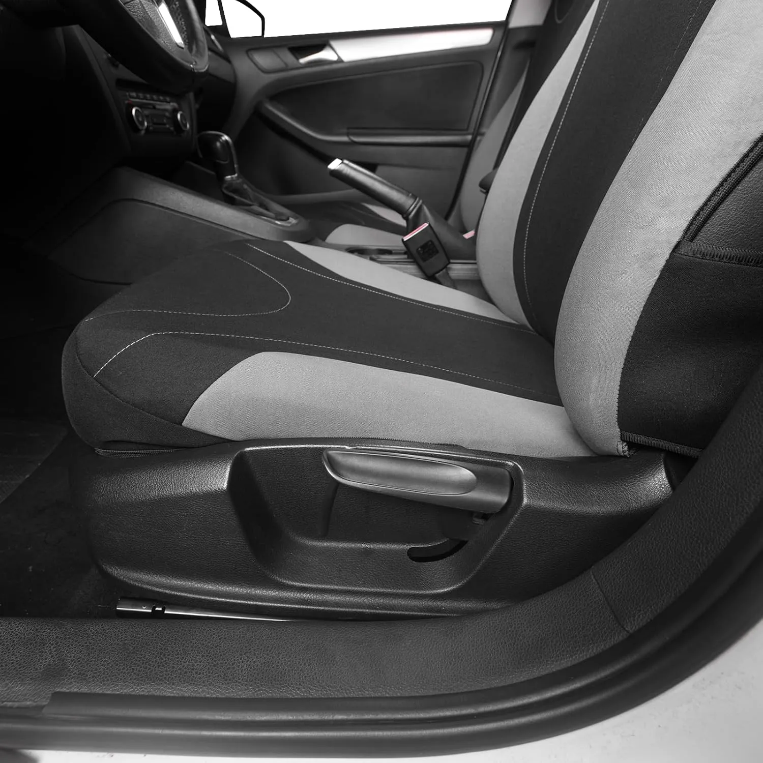 AUTOYOUTH 2PC Racing Style Integrated Front Bucket Seat Cover Flat Cloth Two Tone Colors Auto Accessories Universal Fits for Most Cars, SUV, Truck