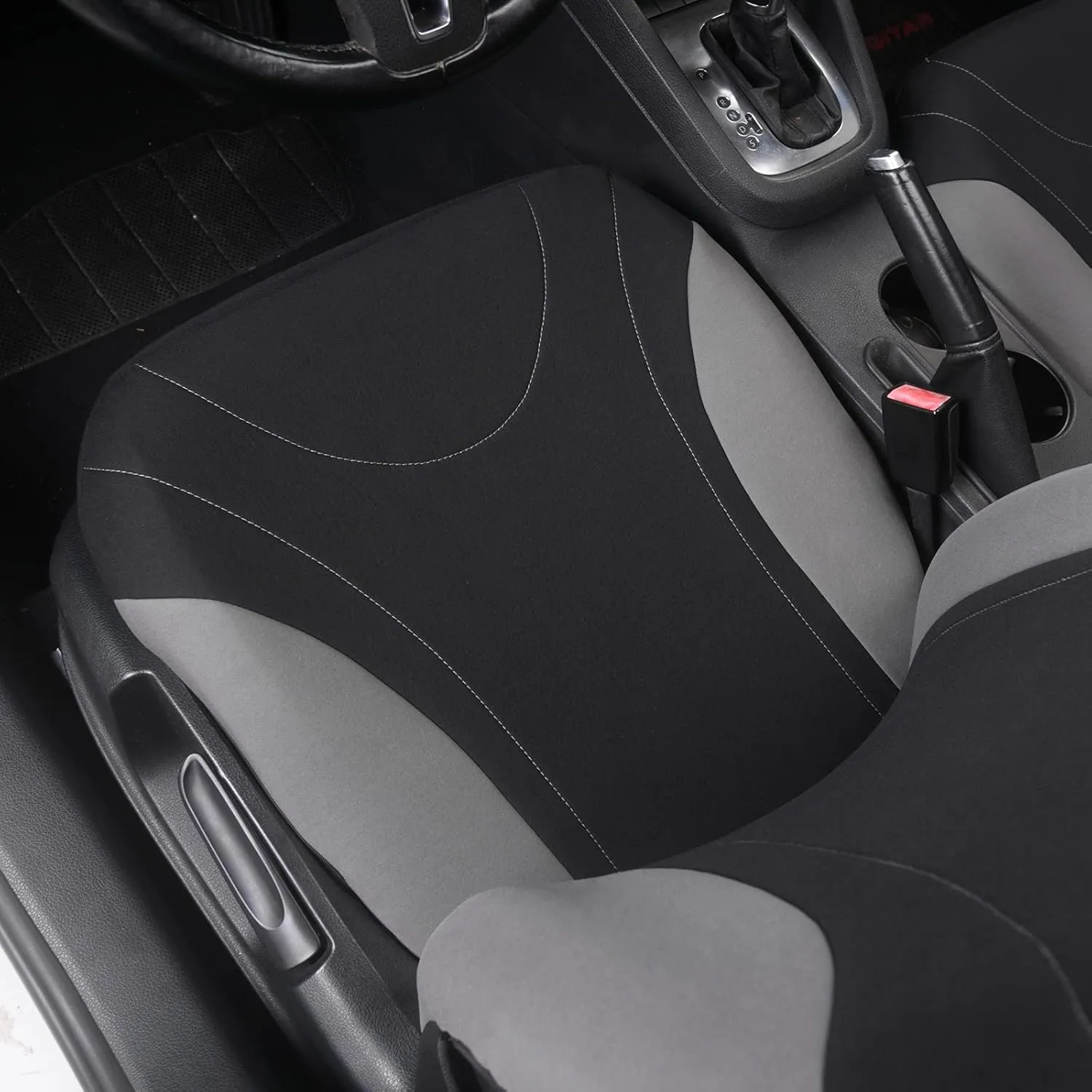 AUTOYOUTH 2PC Racing Style Integrated Front Bucket Seat Cover Flat Cloth Two Tone Colors Auto Accessories Universal Fits for Most Cars, SUV, Truck