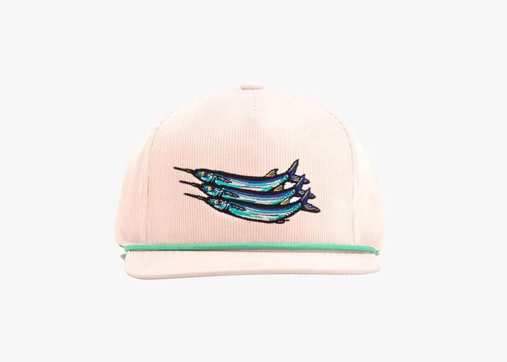 Bajío Flat Brim Fishing Hat – Marine Art Snapback Trucker Cap with Embroidered Ocean Design, Breathable and Coastal-Ready