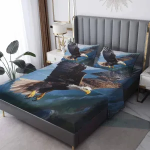 Bald Eagle Sheets Twin Sheet Set - 3D Bird Animal Bed Sheets & Bedroom Decor - Soft Breathable Microfiber Deep Pocket Patterned Bedding Sheets & Pillowcases L-&126