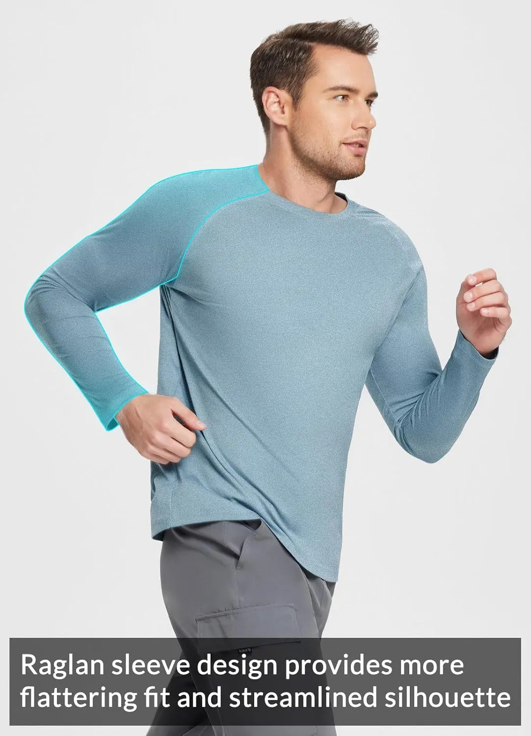 baleaf Men's Sun Protection Shirts UV SPF UPF 50  Long Sleeve Rash Guard Fishing Running Quick Dry Lightweight