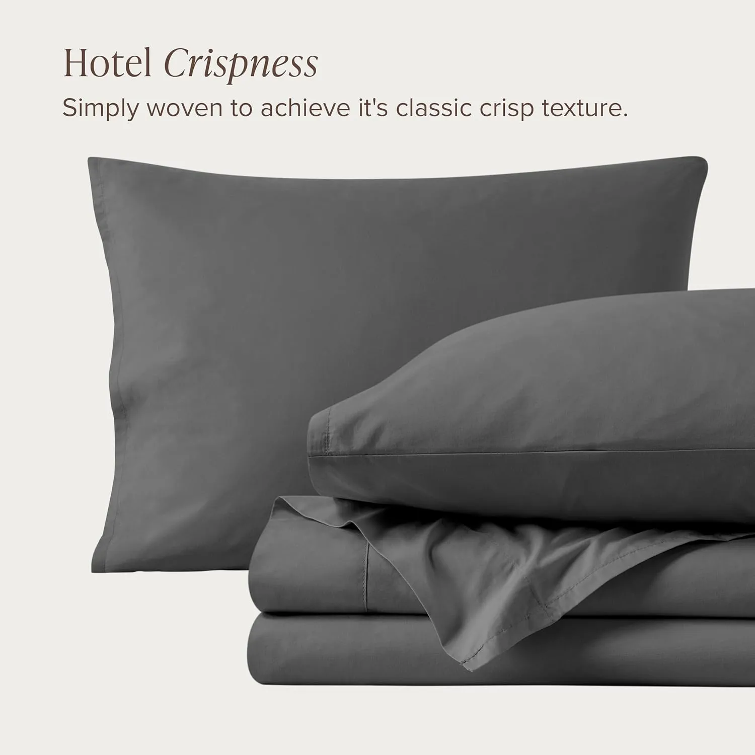 Bare Home 100% Organic Cotton Twin XL Sheet Set - Crisp Percale Weave - 260 Thread Count - Lightweight & Breathable - Bedding Sheets & Pillowcases (Twin XL, Grey)
