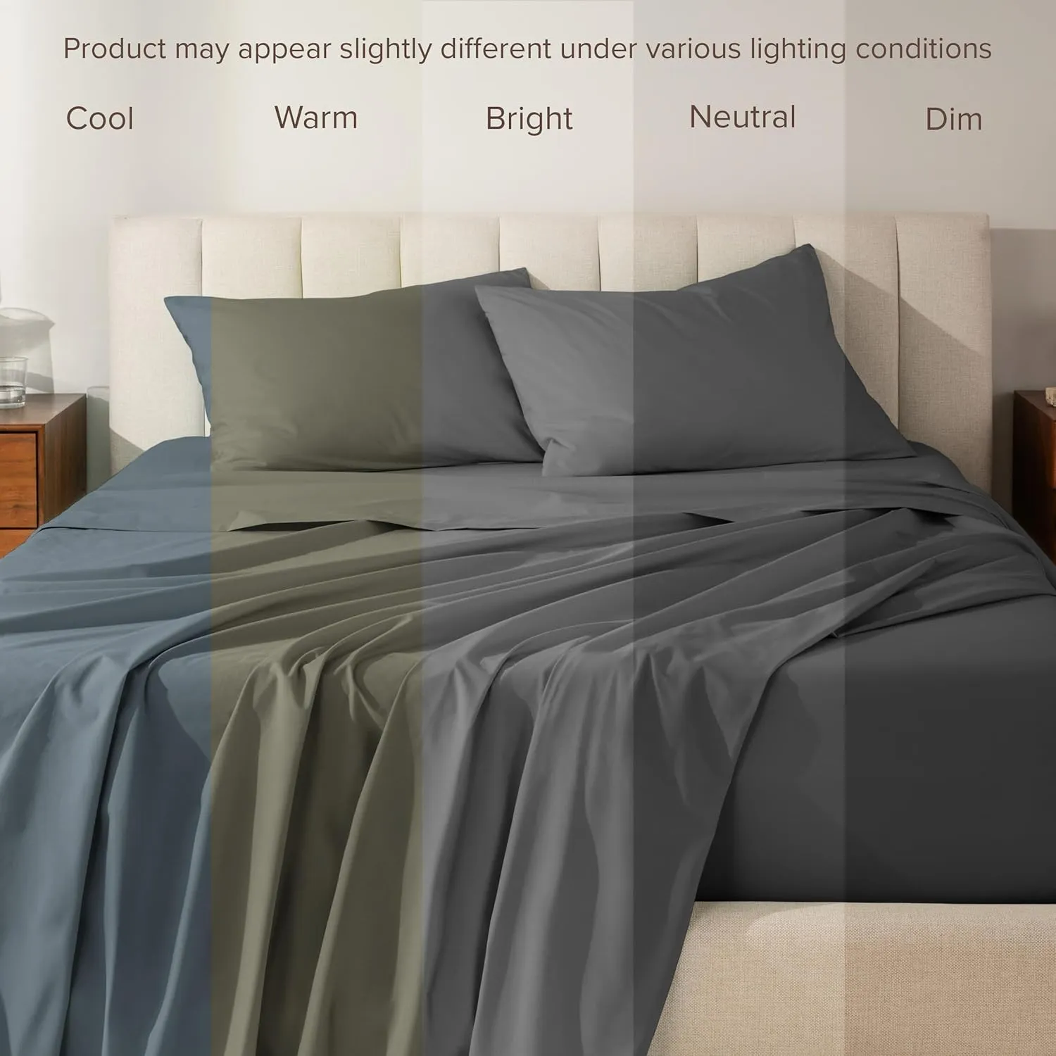Bare Home 100% Organic Cotton Twin XL Sheet Set - Crisp Percale Weave - 260 Thread Count - Lightweight & Breathable - Bedding Sheets & Pillowcases (Twin XL, Grey)