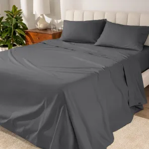 Bare Home 100% Organic Cotton Twin XL Sheet Set - Crisp Percale Weave - 260 Thread Count - Lightweight & Breathable - Bedding Sheets & Pillowcases (Twin XL, Grey)