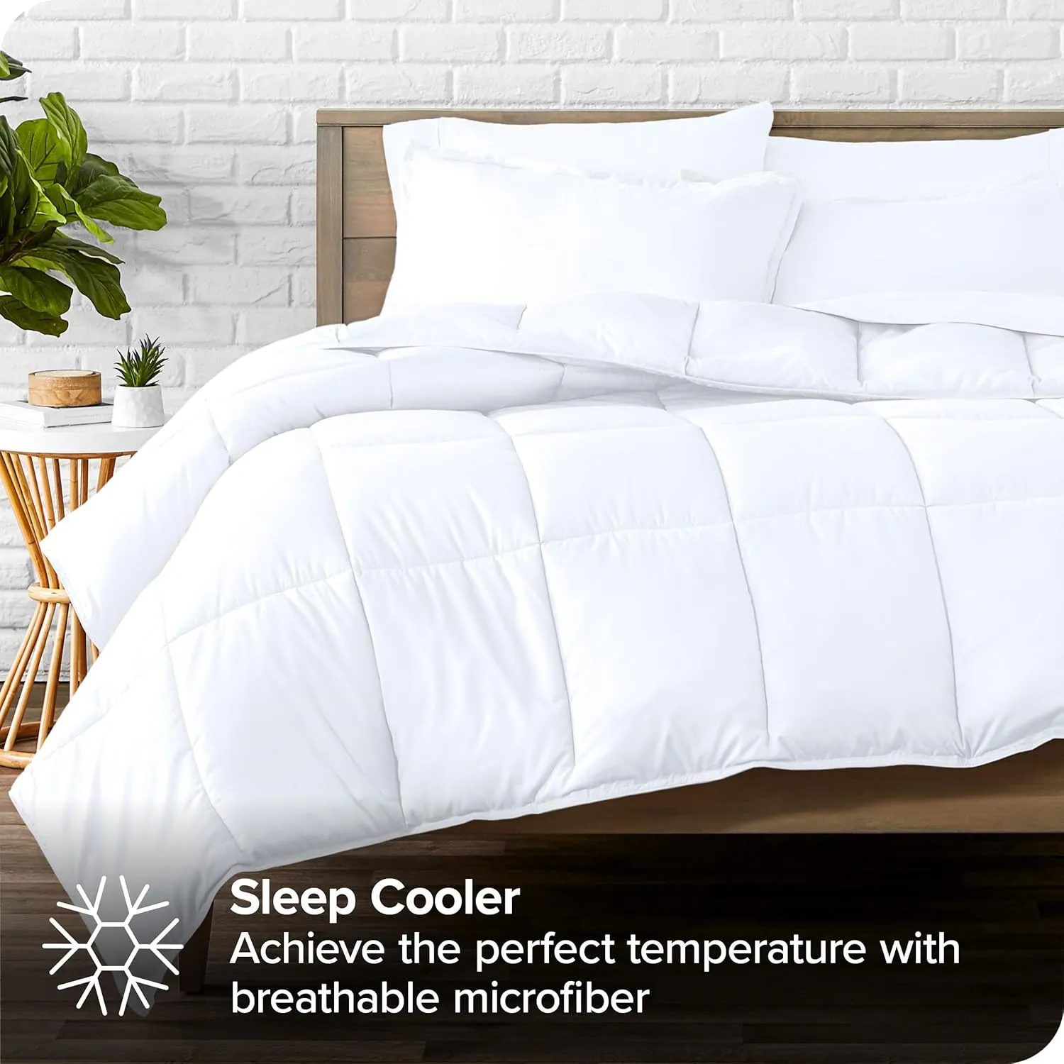 Bare Home Bed-in-A-Bag 7 Piece Comforter & Sheet Set - Queen - Goose Down Alternative - Ultra-Soft 1800 Premium - Bedding Set (Queen, White/White)