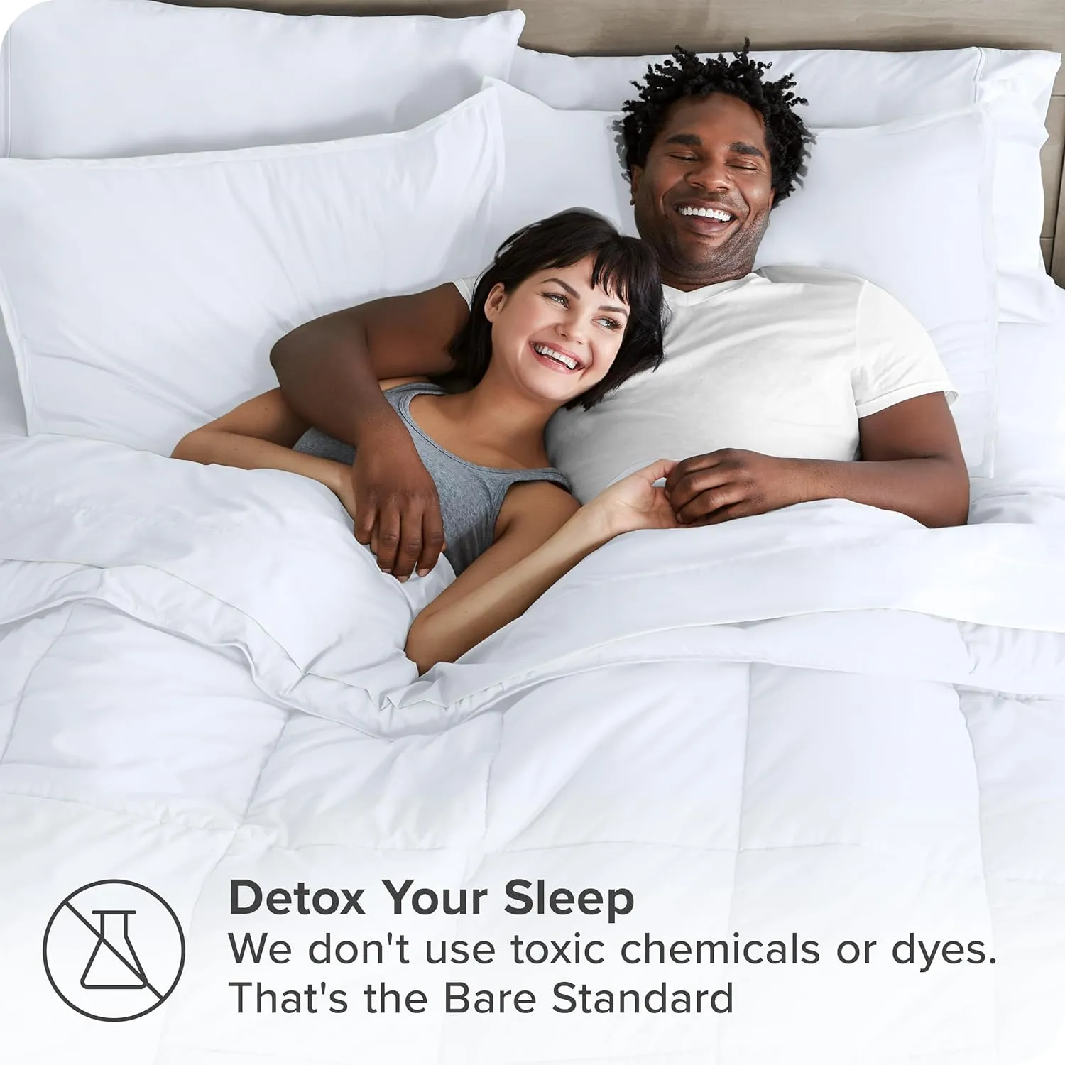Bare Home Bed-in-A-Bag 7 Piece Comforter & Sheet Set - Queen - Goose Down Alternative - Ultra-Soft 1800 Premium - Bedding Set (Queen, White/White)