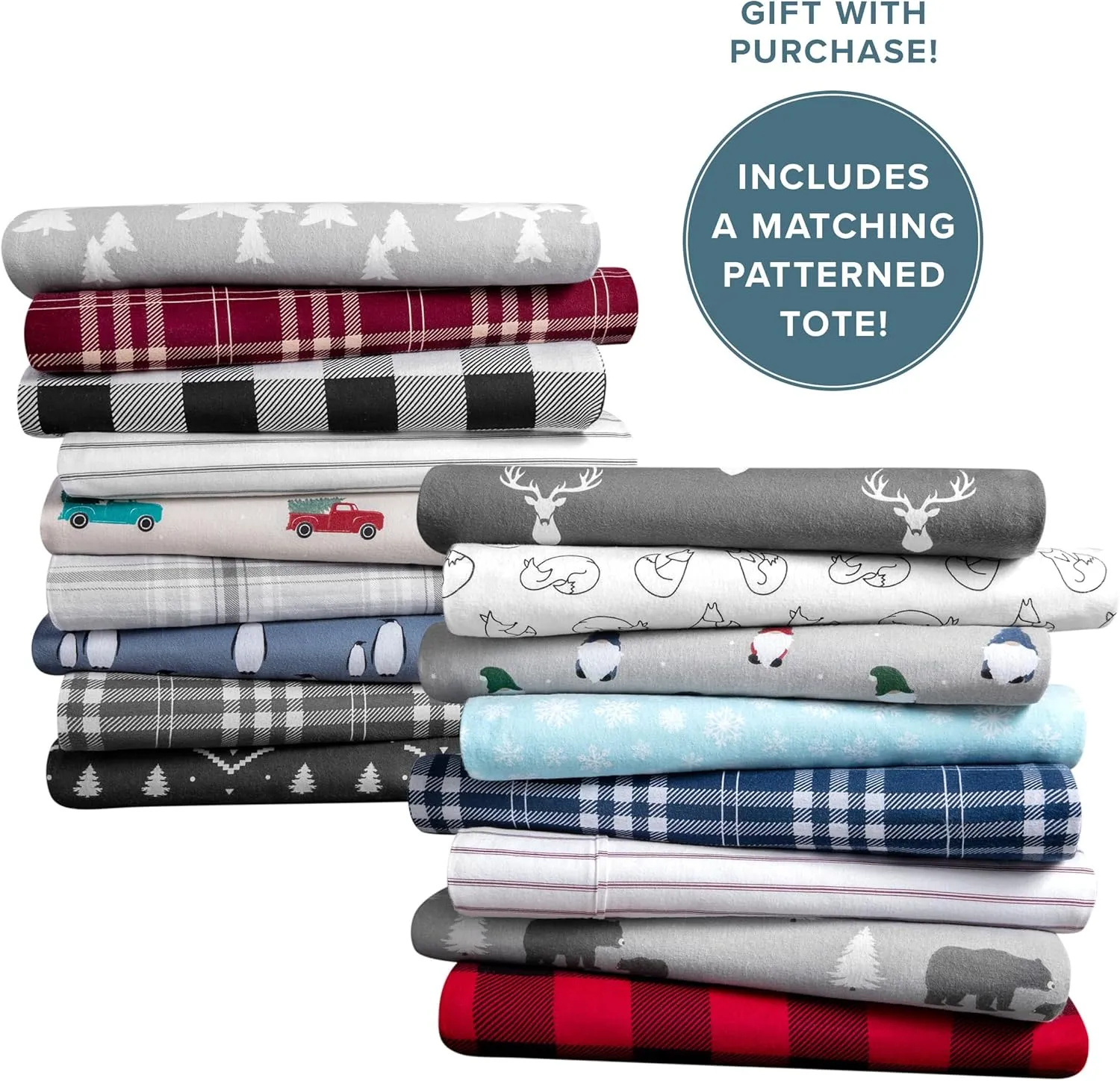 Bare Home Flannel Sheet Set Prints, 100% Cotton, Velvety Soft Heavyweight - Double Brushed for Softness & Comfort - Deep Pocket - Bed Sheets (Queen, Oliver Plaid - Grey)