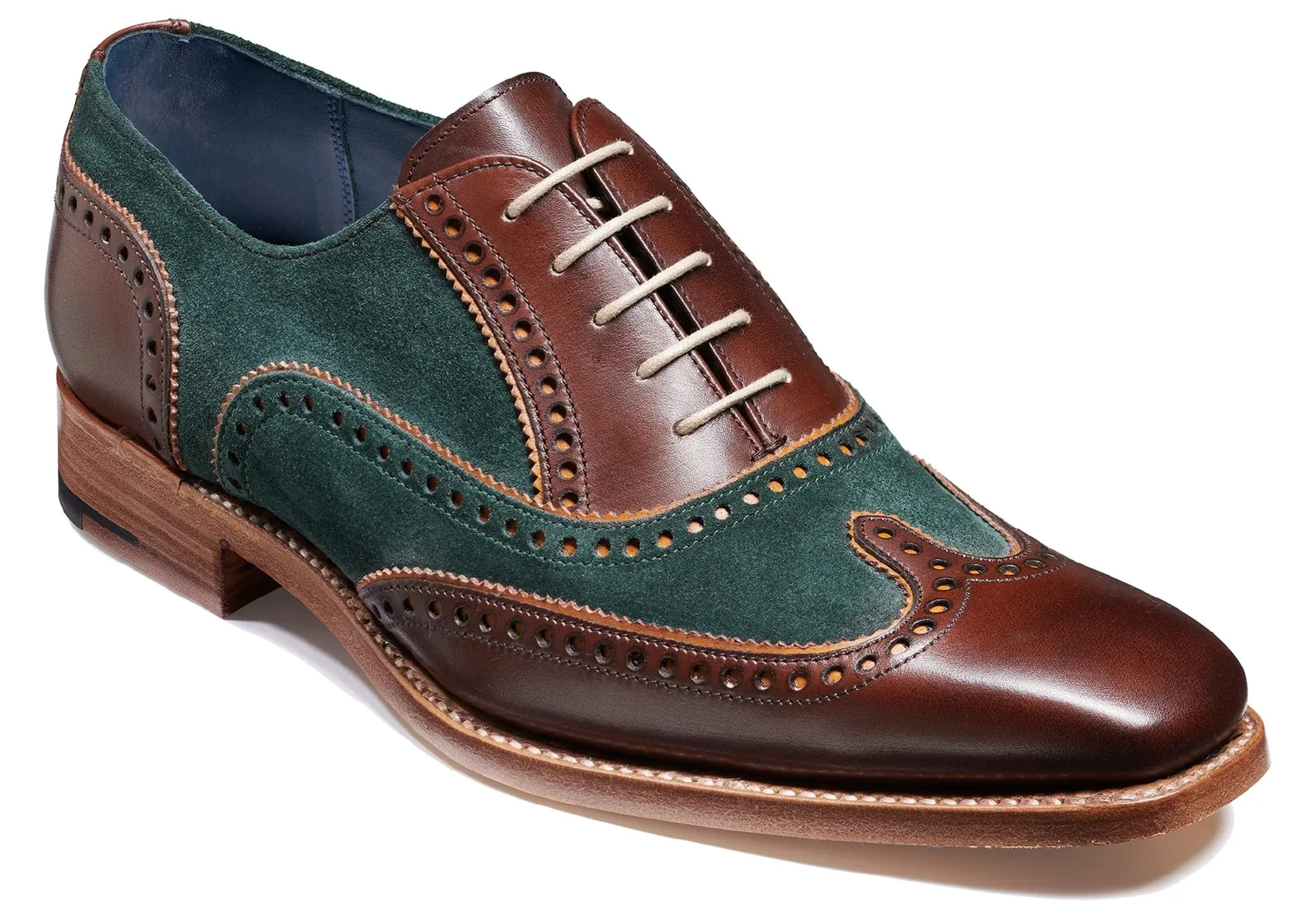 Barker Spencer - Walnut Calf/Green Suede - 7 G