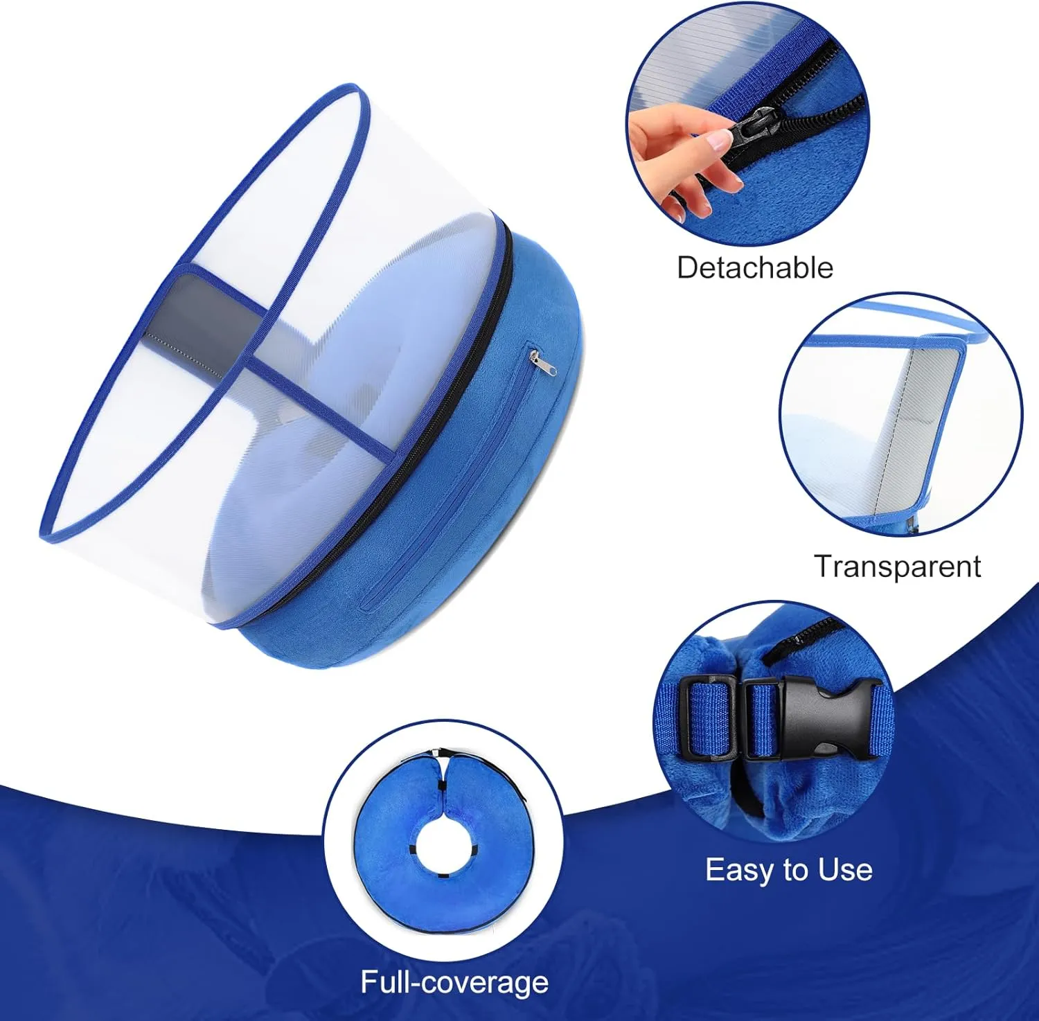 BARKLESS Inflatable Dog Cone, Soft Dog Donut Collar After Surgery, 2-in-1 Inflatable Collar with Detachable Anti-Licking Shield, Patented Donut Cone for Large Breeds to Stop Licking Wounds
