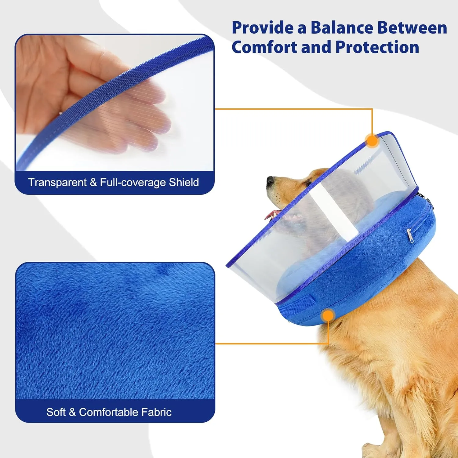 BARKLESS Inflatable Dog Cone, Soft Dog Donut Collar After Surgery, 2-in-1 Inflatable Collar with Detachable Anti-Licking Shield, Patented Donut Cone for Large Breeds to Stop Licking Wounds
