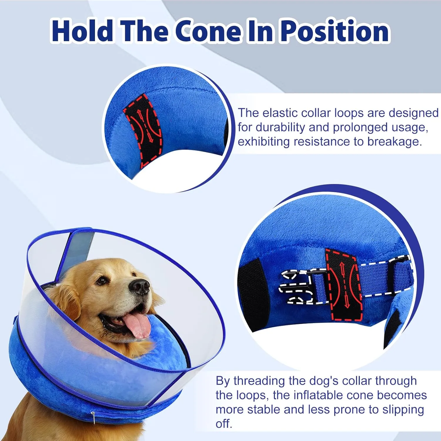 BARKLESS Inflatable Dog Cone, Soft Dog Donut Collar After Surgery, 2-in-1 Inflatable Collar with Detachable Anti-Licking Shield, Patented Donut Cone for Large Breeds to Stop Licking Wounds