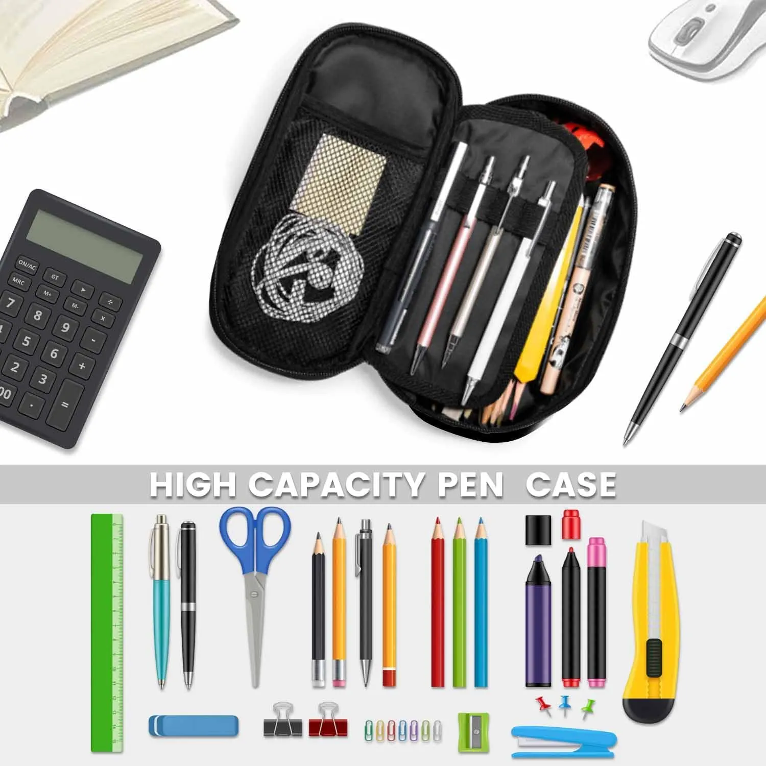 Basketball Pencil Holder Bag Heartbeat Sport Orange Black Pencil Case College Office Organizer for Teens School Students Boy Girl