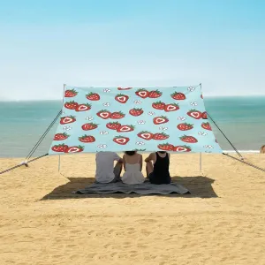Beach Shade Tent with UPF50  UV Protection,Cute Strawberry Pattern Lightweight Camping Sun Shelter for Outdoor,Camping Trips, Fishing, Backyard,Picnics,Easy Set Up and Carry 9x10.5 FT