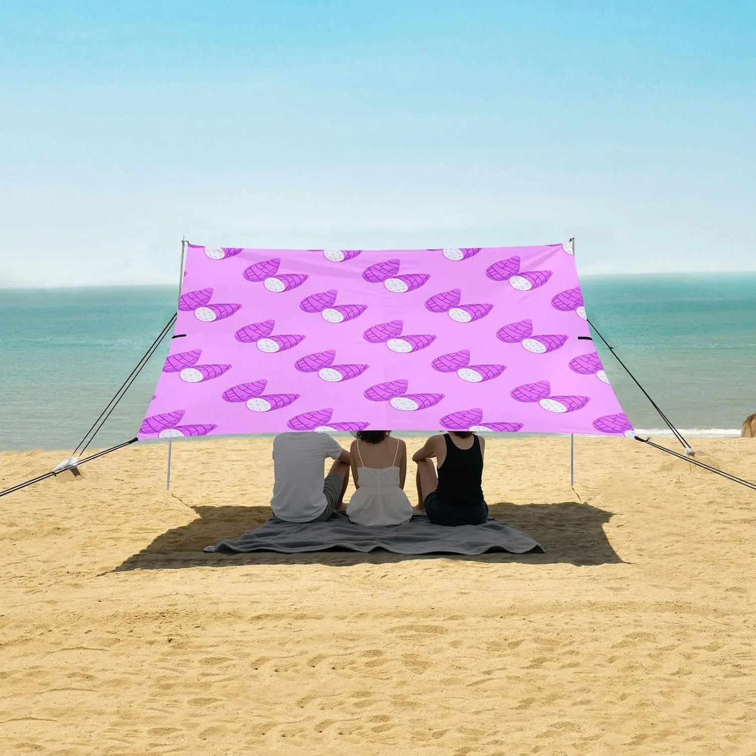 Beach Shade Tent with UPF50  UV Protection,Cute Taro Pattern Lightweight Camping Sun Shelter for Outdoor,Camping Trips, Fishing, Backyard,Picnics,Easy Set Up and Carry 9x10.5 FT