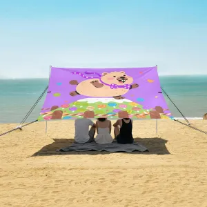 Beach Shade Tent with UPF50  UV Protection,Happy Capybara Lightweight Camping Sun Shelter for Outdoor,Camping Trips, Fishing, Backyard,Picnics,Easy Set Up and Carry 9x10.5 FT