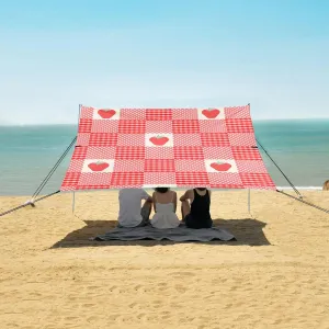 Beach Shade Tent with UPF50  UV Protection,Red Pink Circles and Strawberry Lightweight Camping Sun Shelter for Outdoor,Camping Trips, Fishing, Backyard,Picnics,Easy Set Up and Carry 9x10.5 FT