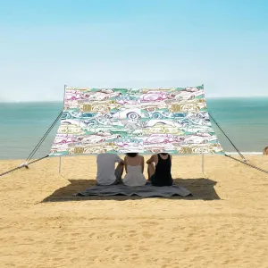Beach Shade Tent with UPF50  UV Protection,Retro Car Collage Lightweight Camping Sun Shelter for Outdoor,Camping Trips, Fishing, Backyard,Picnics,Easy Set Up and Carry 9x10.5 FT