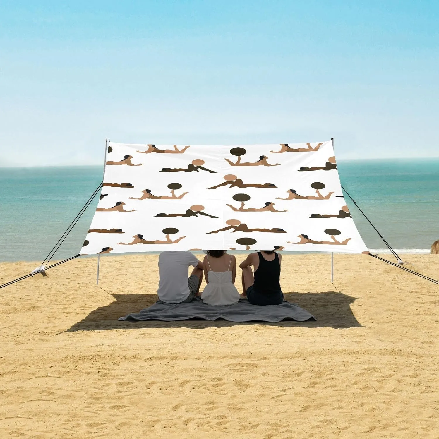 Beach Shade Tent with UPF50  UV Protection,Yoga Lying Women Lightweight Camping Sun Shelter for Outdoor,Camping Trips, Fishing, Backyard,Picnics,Easy Set Up and Carry 9x10.5 FT