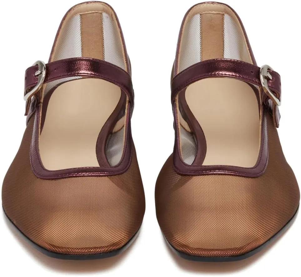 Beauty Cry Mary Janes Ballet Flats for Women Mesh Clear Tulle Ballerina Flat Shoes