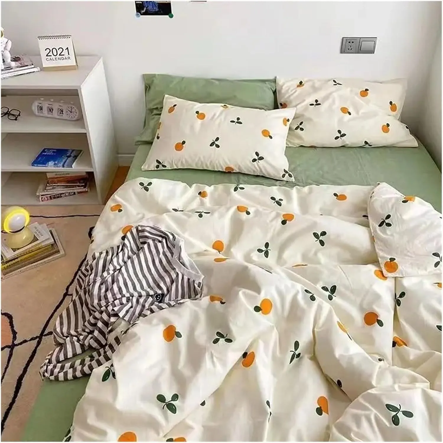 Bed Sheets Set, Romantic Floral Bedding Set Duvet Cover Flat Sheet with Pillowcases Single Queen Full Size Boys Girls Bed Linen(B,Twin 4pcs)