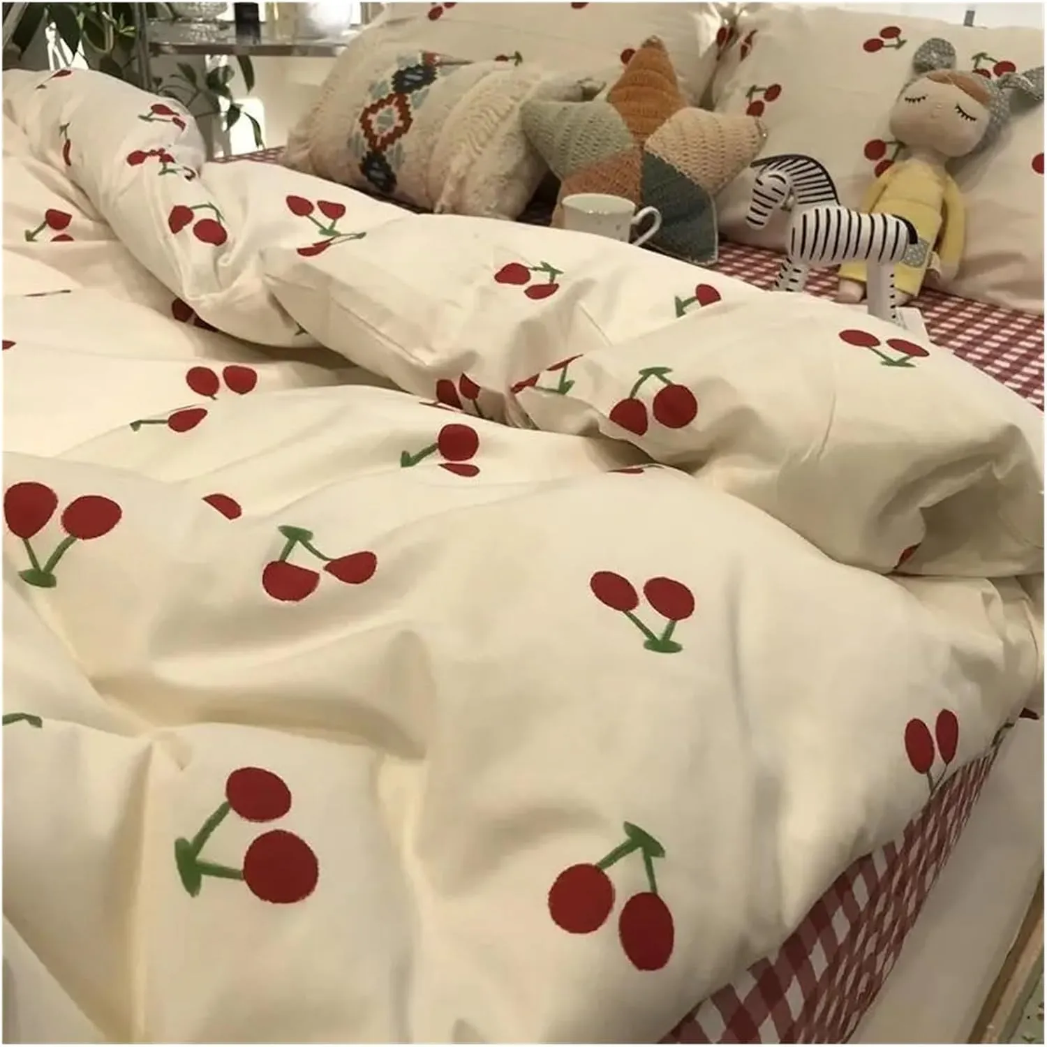 Bed Sheets Set, Romantic Floral Bedding Set Duvet Cover Flat Sheet with Pillowcases Single Queen Full Size Boys Girls Bed Linen(B,Twin 4pcs)