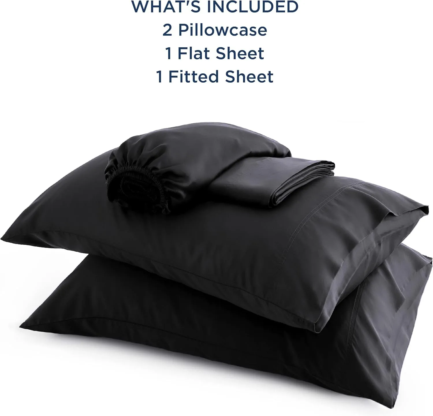 Bedsure Queen Sheets, Rayon Derived from Bamboo, Queen Cooling Sheet Set, Deep Pocket Up to 16", Breathable & Soft Bed Sheets, Hotel Luxury Silky Bedding Sheets & Pillowcases, Black