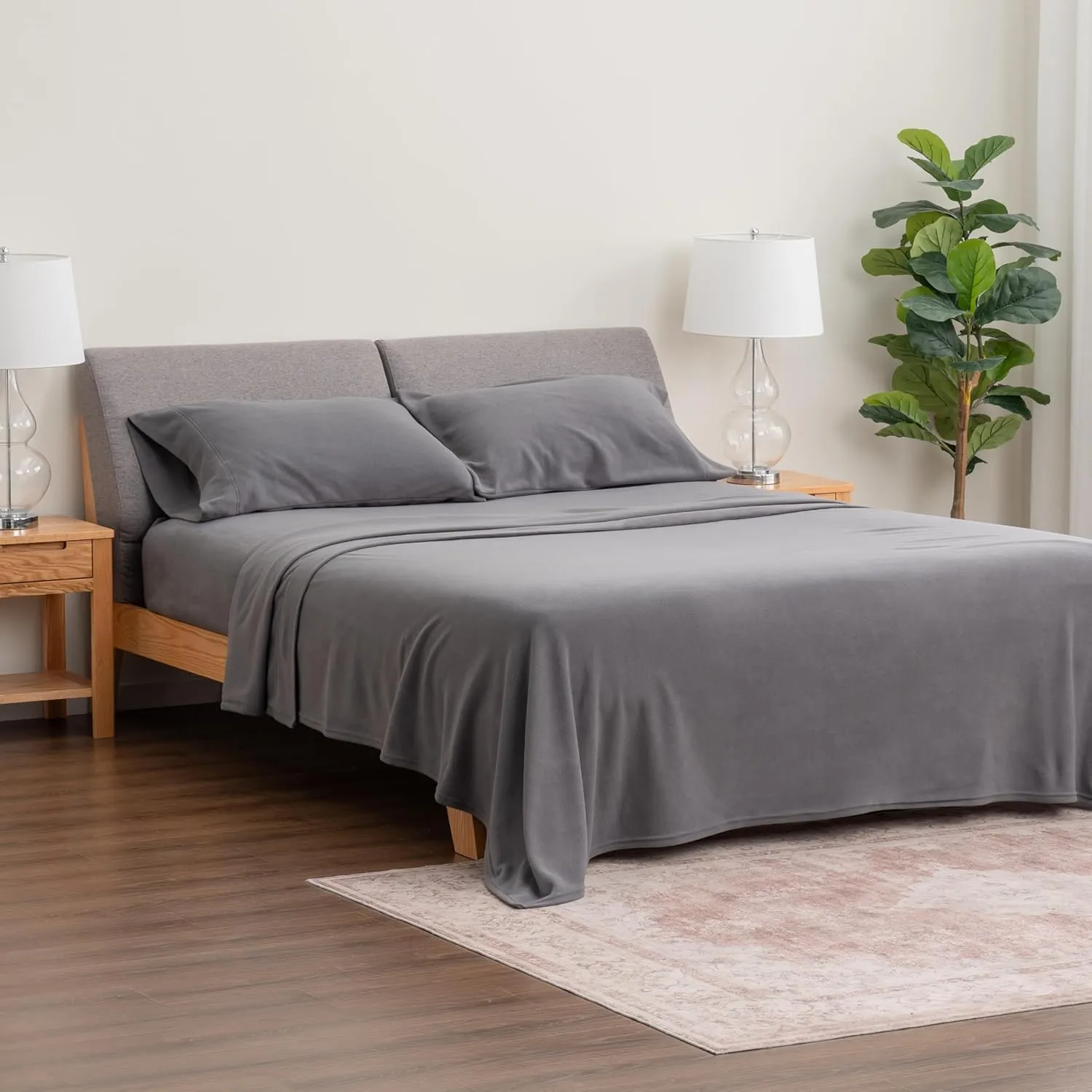 Berkshire Blanket Luxury Soft Microfleece Queen Sheet Set, Warm and Durable, All Season Sheet (Queen, November Rain)