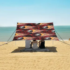 Billiards 8 Ball Symbols Flame Beach Canopy Tent Anti-UV & Wind Resistant, Camping Sun Shelter Easy Setup Portable,Outdoor Shade Tents with Sandbags,Sand Shovels,Ground Pegs & Stability Poles