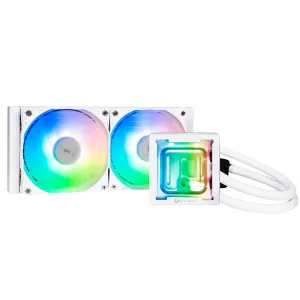 BitFenix Cube AIO ARGB CPU Liquid Cooler 240mm Radiator White, Intel LGA1700/AMD AM5 Ready, Innovative Pump with Lift of 1.8 M/high Efficiency 5500RPM/ Silent 15DB, Made in Taiwan