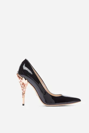 Black Patent Leather With Rose Gold Leaves