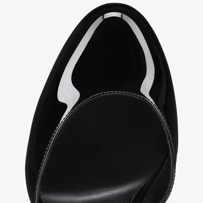 Black Patent Pumps with Ankle Straps