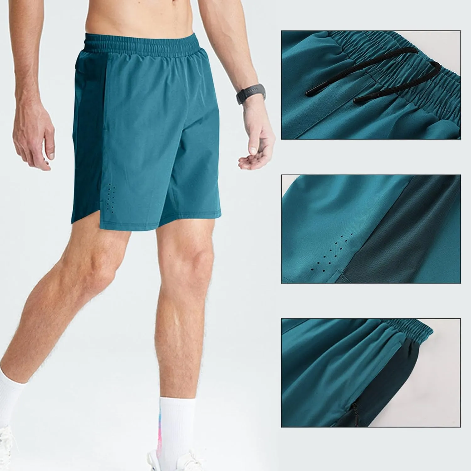 Bodybuilding Shorts for Mens, Mesh Breathable Workout Athletic Gym Shorts Running Stretchy Quick Drying Training Short
