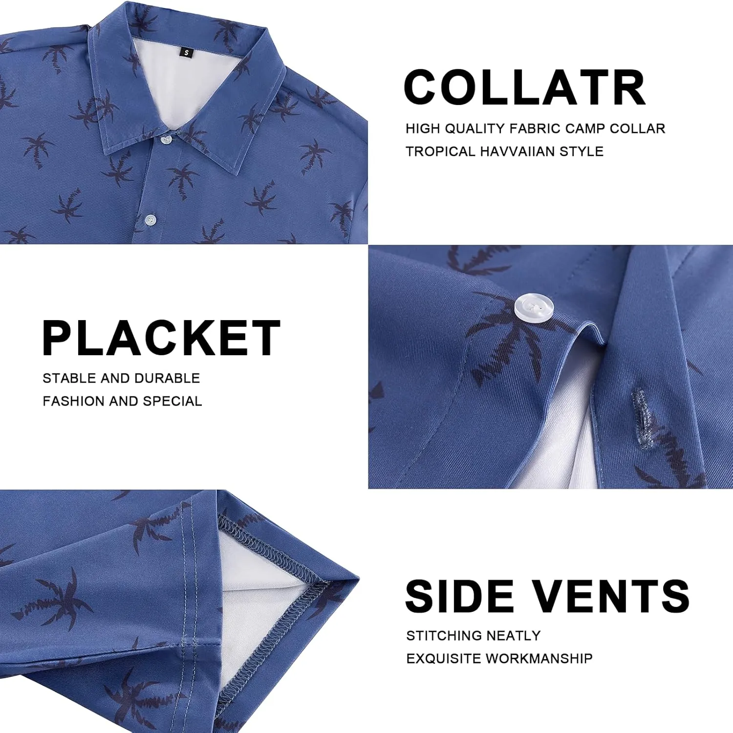 BOJIN Men's Hawaiian Wrinkle Free Short Sleeve Button Down Tropical Floral Beach Vacation Shirt