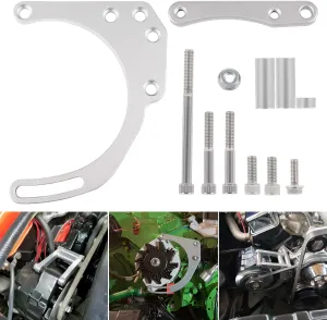 Bonbo Alternator Bracket Double Hump Heads Adjustable Billet Kit for Small Block Chevy SBC 305 327 350 5.0L 5.7L V8 Eight Cylinder Long Water Pump Carburetor V Belt