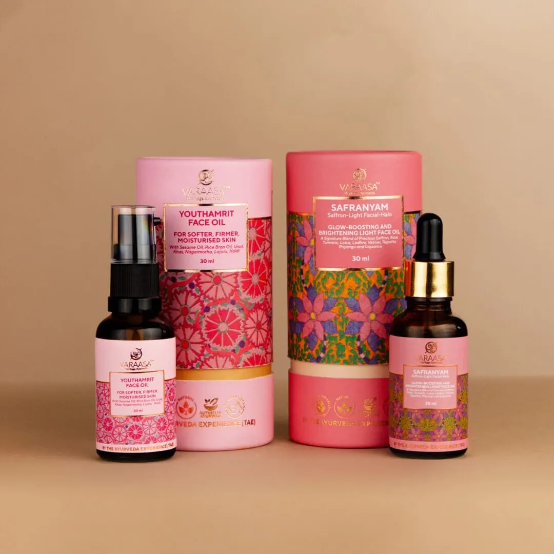 Brighten & Firm Face Oil Duo in a Free Gift Box.