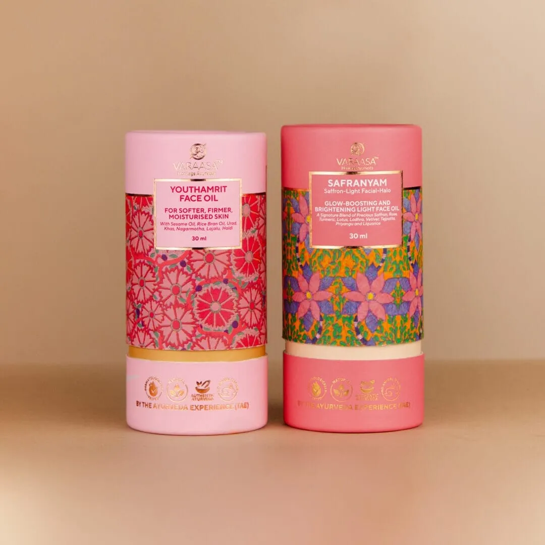 Brighten & Firm Face Oil Duo in a Free Gift Box.