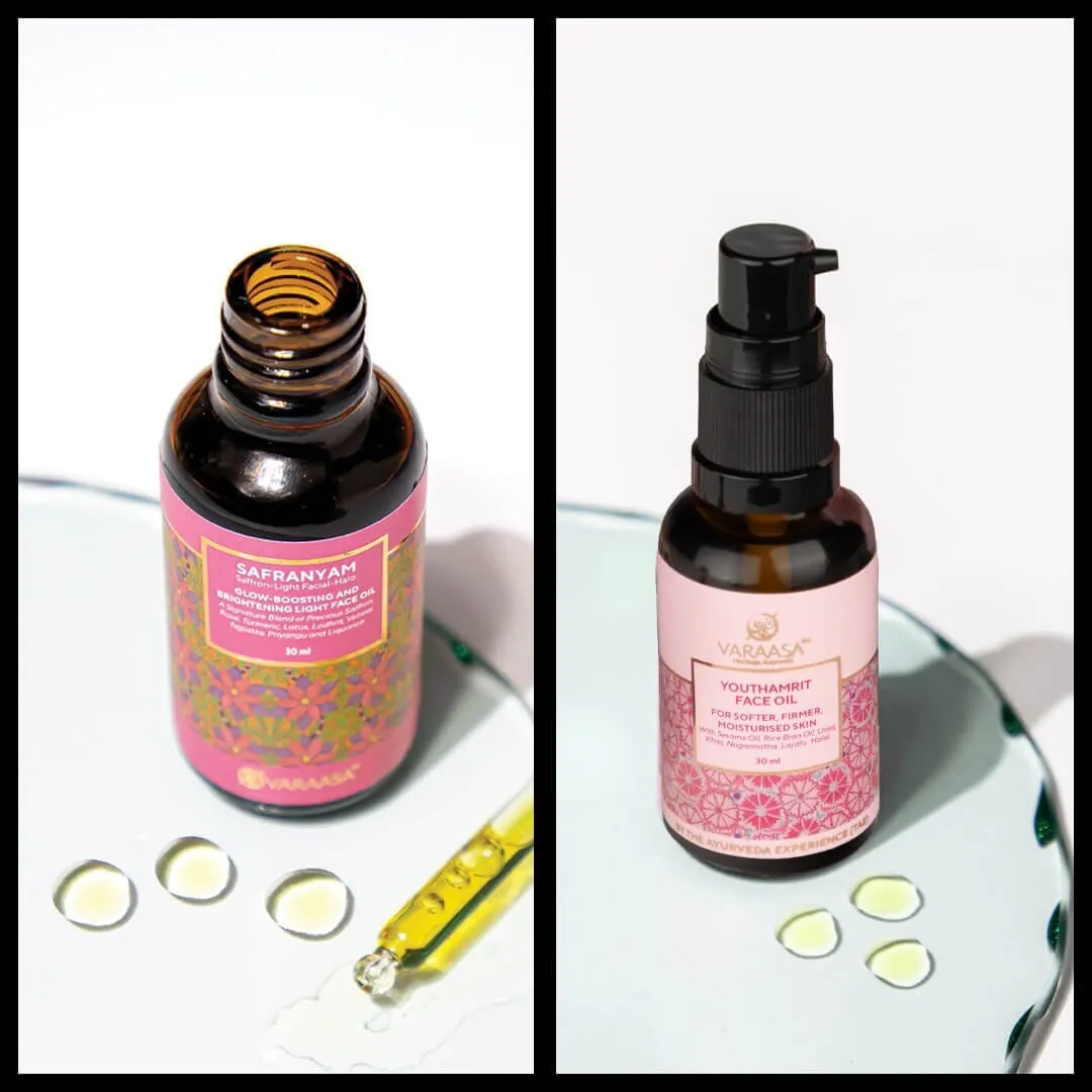 Brighten & Firm Face Oil Duo in a Free Gift Box.
