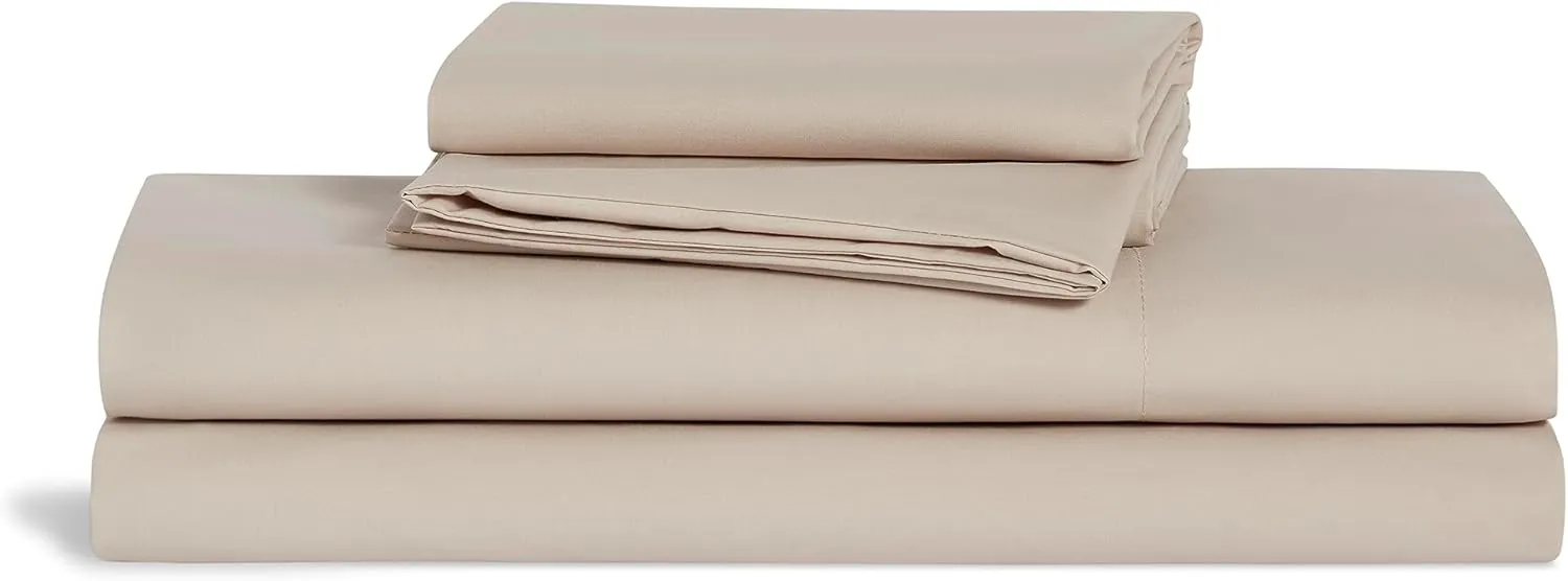 Brooklinen Luxury Sateen Sheet Set - 7 Piece 100% Cotton Bed Sheets - 1 Fitted & 1 Flat Sheet, 4 Pillowcases, 1 Duvet Cover, Soft Sateen Sheets for Ultimate Comfort Queen - Pebble