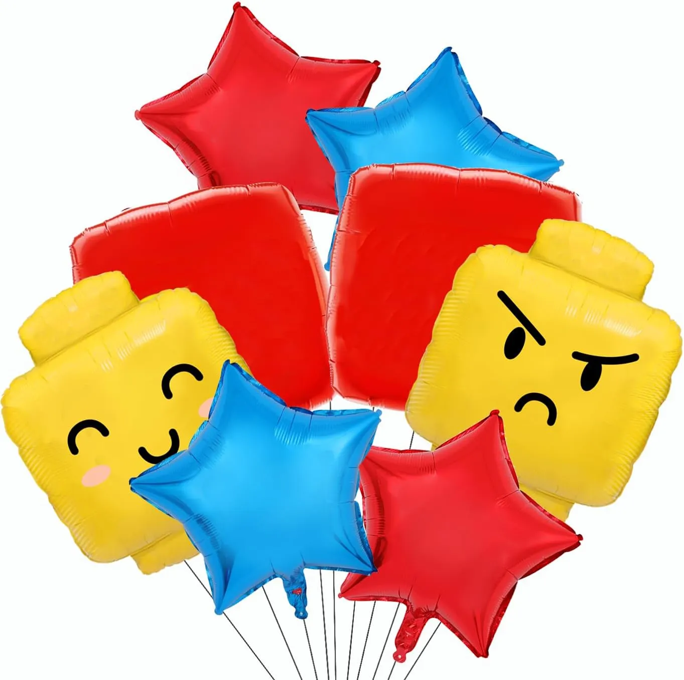 Building Block Balloons Building Blocks Themed Birthday Party Balloons Brick Themed Balloons Building Block Party Balloons for Kids Toddlers Birthday Party Supplies-8pcs