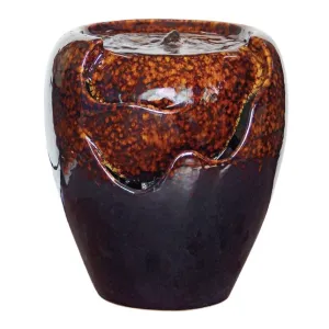 Burnt Umbra Ceramic Jar Tabletop Fountain