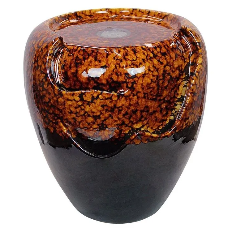 Burnt Umbra Ceramic Jar Tabletop Fountain