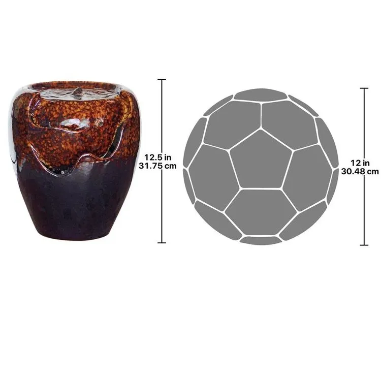 Burnt Umbra Ceramic Jar Tabletop Fountain
