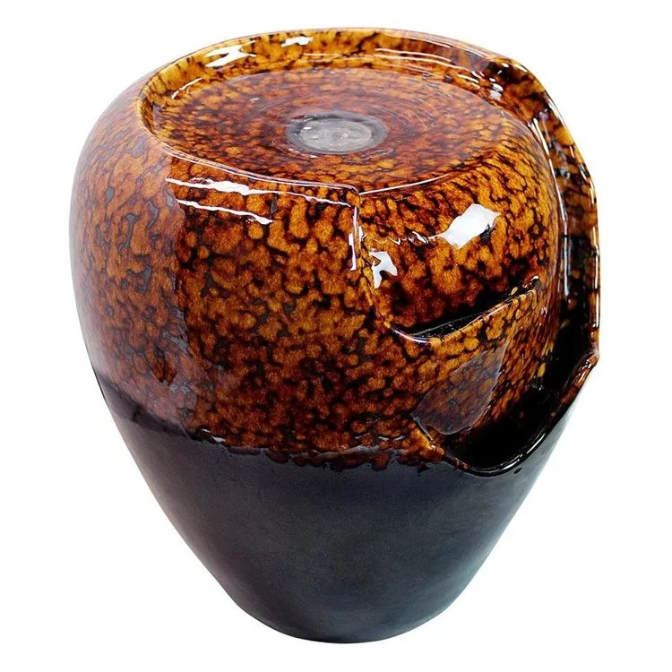 Burnt Umbra Ceramic Jar Tabletop Fountain