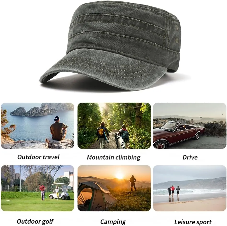 Cadet Army Military Flat Top Caps, Adjustable Tactical Beanie Baseball Hat for Men and Women