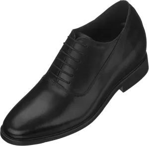CALTO Men's Invisible Height Increasing Elevator Shoes - Black Premium Leather Lace-up Formal Dress Oxfords - 3 Inches Taller - G8082 - Size 11 D(M) US