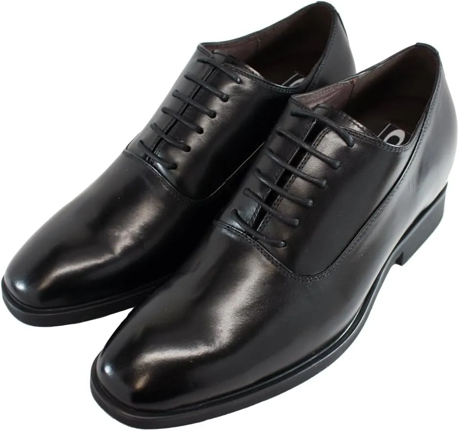 CALTO Men's Invisible Height Increasing Elevator Shoes - Black Premium Leather Lace-up Formal Dress Oxfords - 3 Inches Taller - G8082 - Size 11 D(M) US