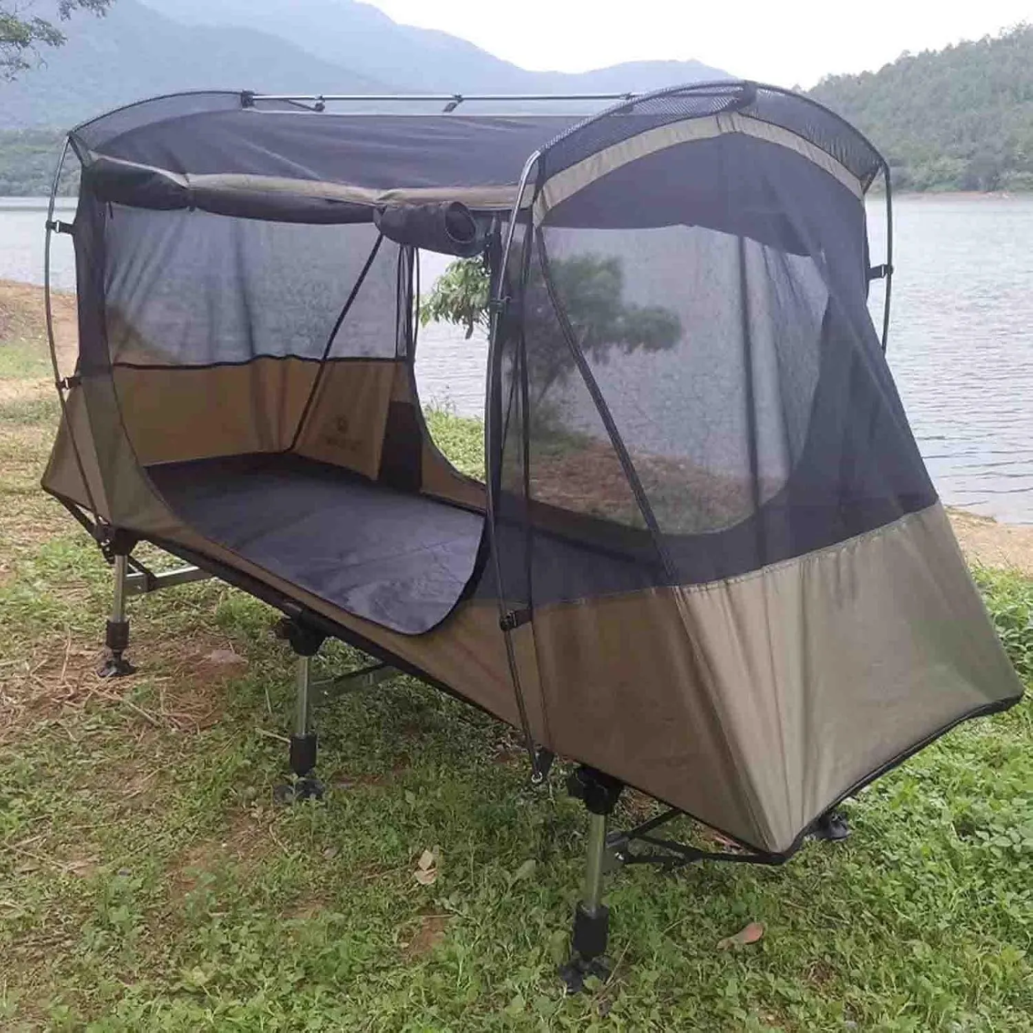 Camping Ground Tent Single Cot Tent Waterproof Portable Folding Easy to Set Up for Outdoors Traveling Fishing,4 Seasons