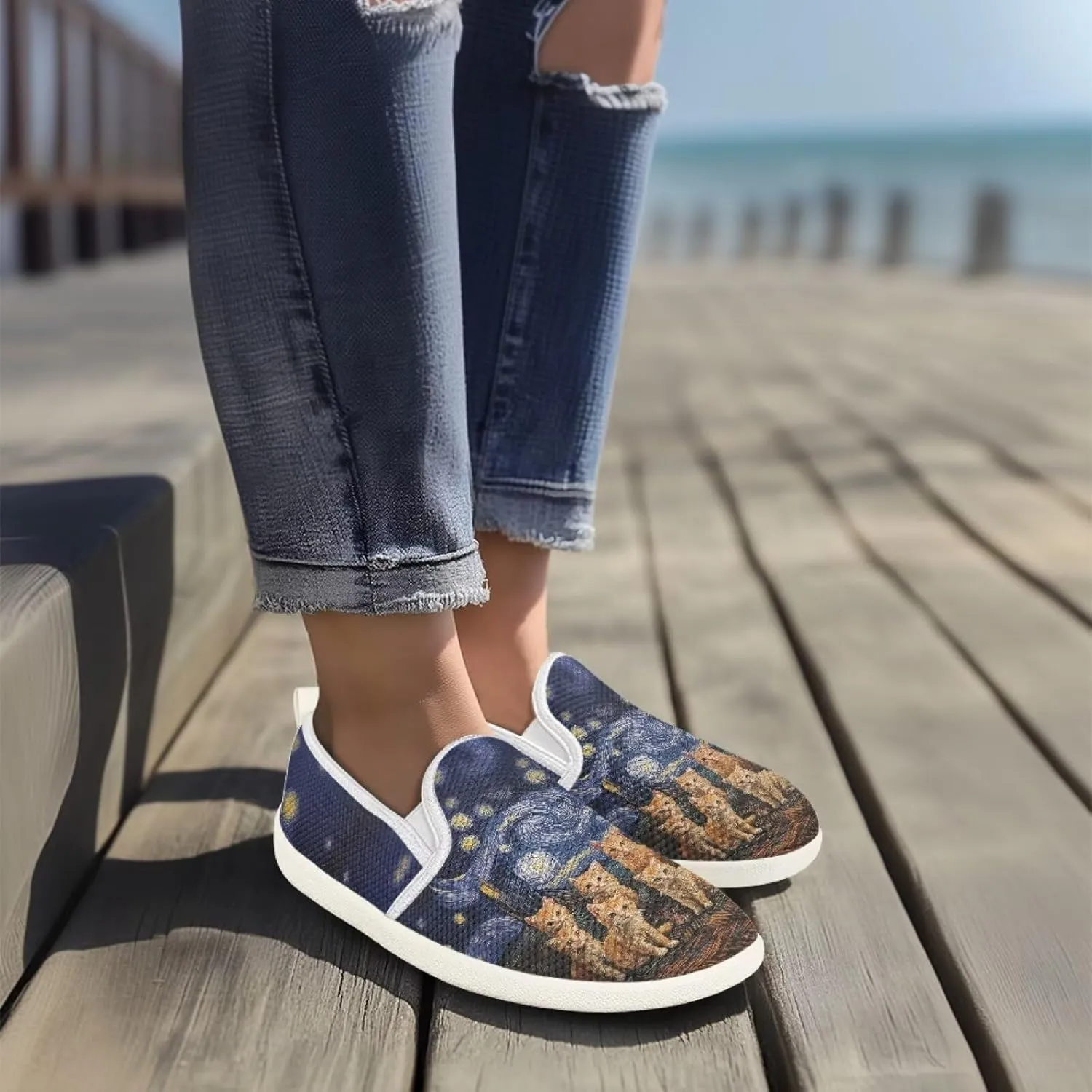 Canvas Loafers Walking Shoes Women Non-Slip Work Running Tennis Workout Athletic Shoes Breathable Shoes for Women US 6-12