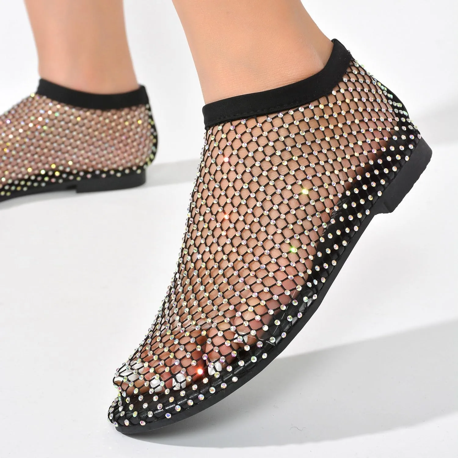 Cape Robbin Fantasia Rhinestone Mesh Flat Sandals (Fantasia)